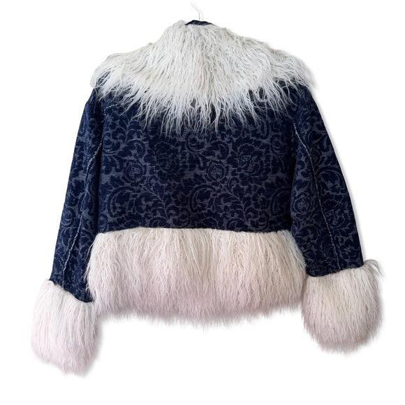 Free People Sabina Fur trim penny lane Bomber jacket brocade $450 XS - Picture 4 of 12